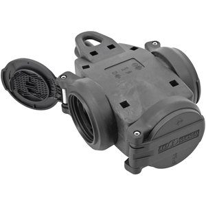 Triple schuko de goma con tapas 16A 250V negro