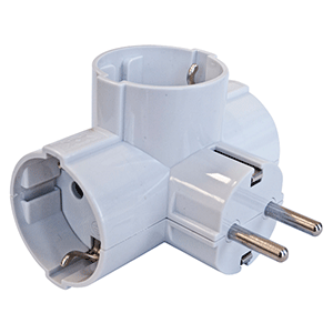 Triple schuko con salida lateral