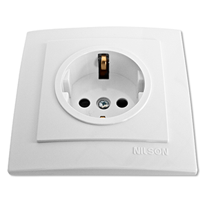 Base schuko blanca con protector blanca