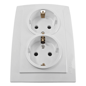 Doble base schuko blanca 