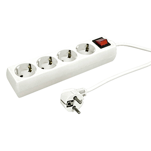 Base 4 tomas + interruptor cable 3x1.5mm² 1.5m blanca