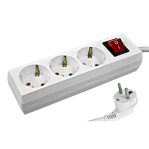 Base 3 tomas + interruptor cable 3x1.5mm² 1.5m