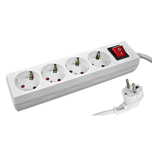 Base 4 tomas + interruptor cable 3x1.5mm² 1.5m