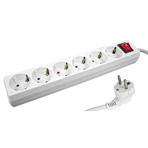 Base 6 tomas + interruptor cable 3x1.5mm² 1.5m