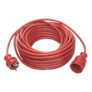 Alargo manguera con clavija y base H05VV-F3G1.5 10m rojo 