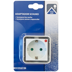 Adaptador schuko con luz de noche y sensor crepuscular  