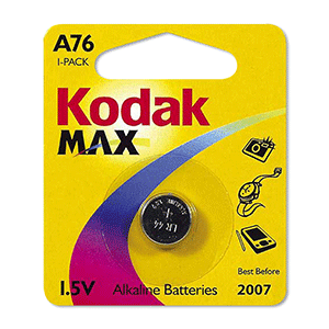 Pila alcalina de botón Kodak LR44-A76 1.5V