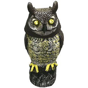 Búho de jardín con sonido movimiento y ojos iluminados 