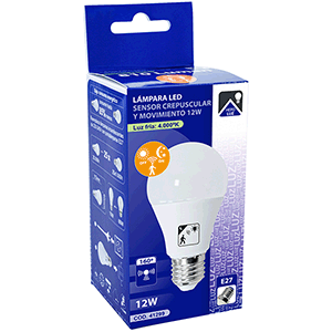 Lámpara LED con  sensor creep + movimiento E27 12W 4000K