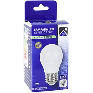 Lámpara esférica smd LED E27 5W 4000K