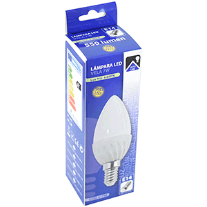Lámpara vela SMD LED E14 7W 4000ºK