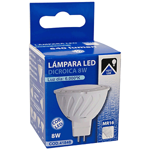 Lámpara LED COB dicroica ABS MR16 8W 6000ºK 12V