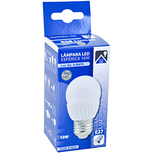 Lámpara LED esférica E27 10W 6000ºK