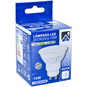 Lámpara LED dicroica GU10 10W 3000ºK
