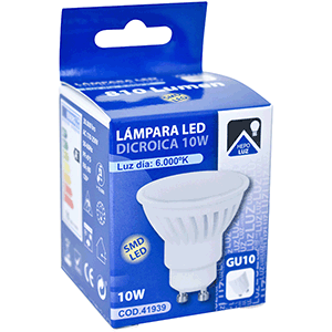 Lámpara LED dicroica GU10 10W 6000ºK