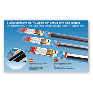 Burlete adhesivo en PVC rígido con cepillo 1m Transparente