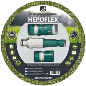 Manguera HEPOFLEX látex 15x20mm 15m + accesorios