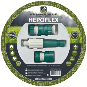 Manguera HEPOFLEX látex 15x20mm 25m + accesorios